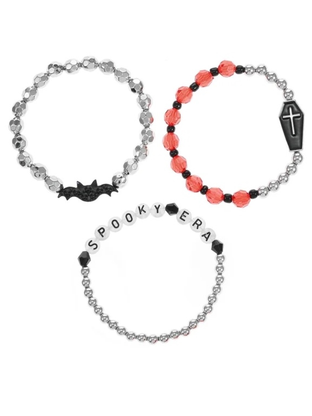Way to Celebrate Charm Glow in the Dark Halloween Stretch Bracelet Set 3Pc NWT
